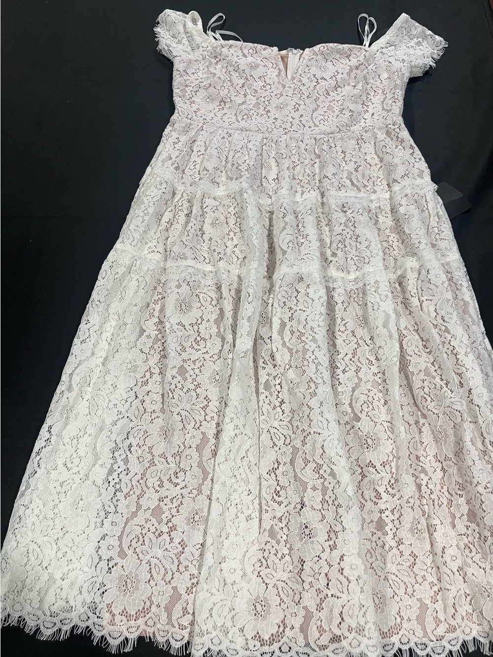 Women’s Lace Tiered dress- White